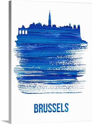 Brussels Skyline Brush Stroke Blue
