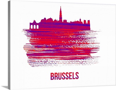 Brussels Skyline Brush Stroke Red