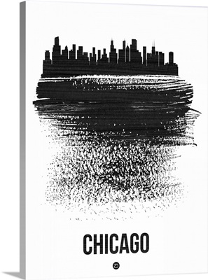 Chicago Skyline Brush Stroke Black