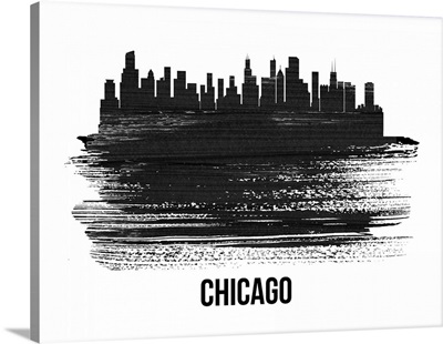 Chicago Skyline Brush Stroke Black II
