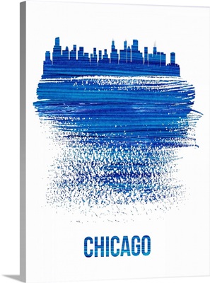 Chicago Skyline Brush Stroke Blue