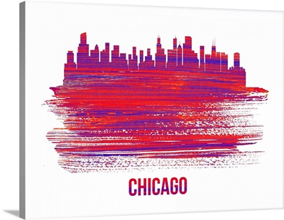 Chicago Skyline Brush Stroke Red