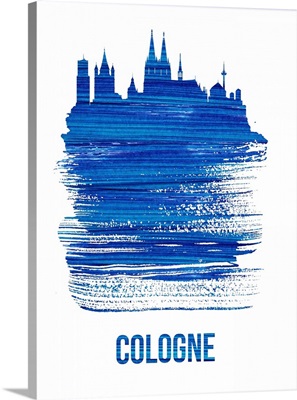 Cologne Skyline Brush Stroke Blue