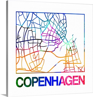 Copenhagen Watercolor Street Map
