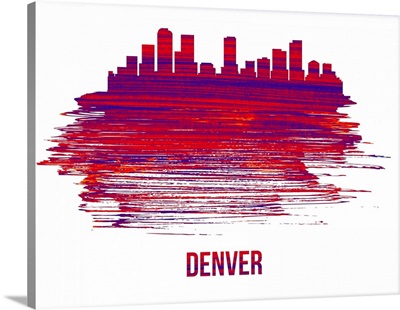 Denver Skyline Brush Stroke Red