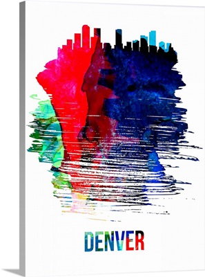 Denver Skyline Brush Stroke Watercolor