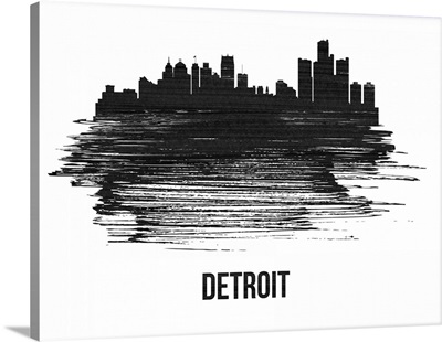 Detroit Skyline Brush Stroke Black II