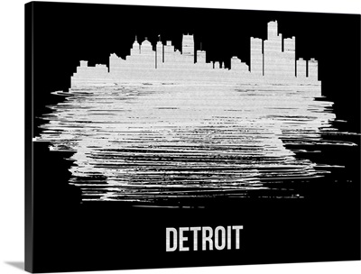 Detroit Skyline Brush Stroke White
