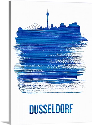 Dusseldorf Skyline Brush Stroke Blue