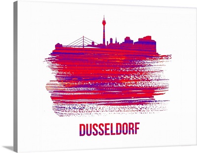 Dusseldorf Skyline Brush Stroke Red