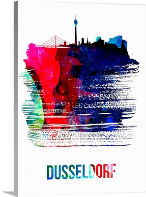 Dusseldorf Skyline Brush Stroke Watercolor
