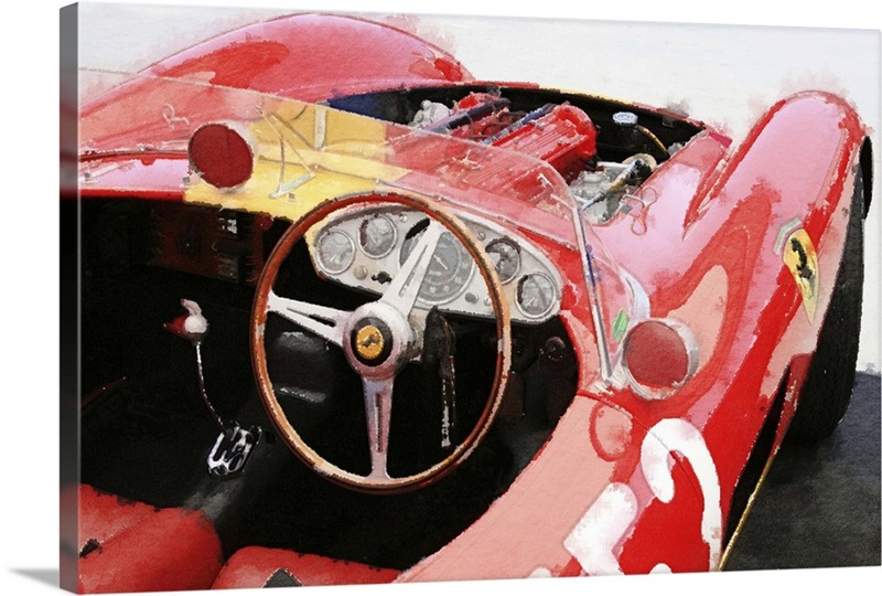 Ferrari Cockpit Monterey Watercolor | Great Big Canvas