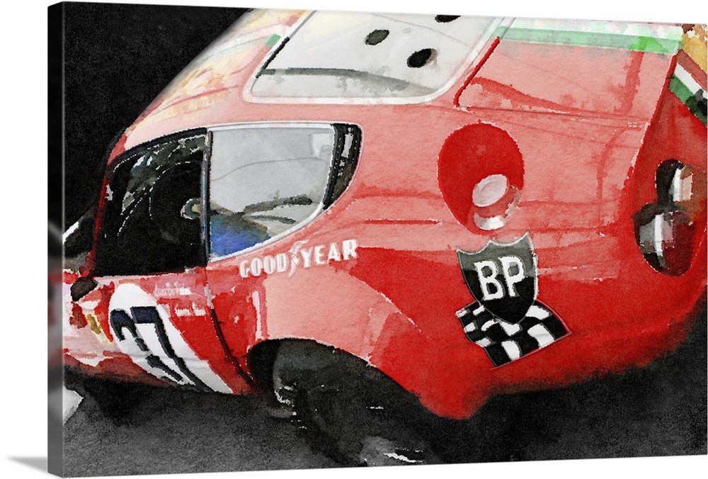 Ferrari Reear Detail Watercolor