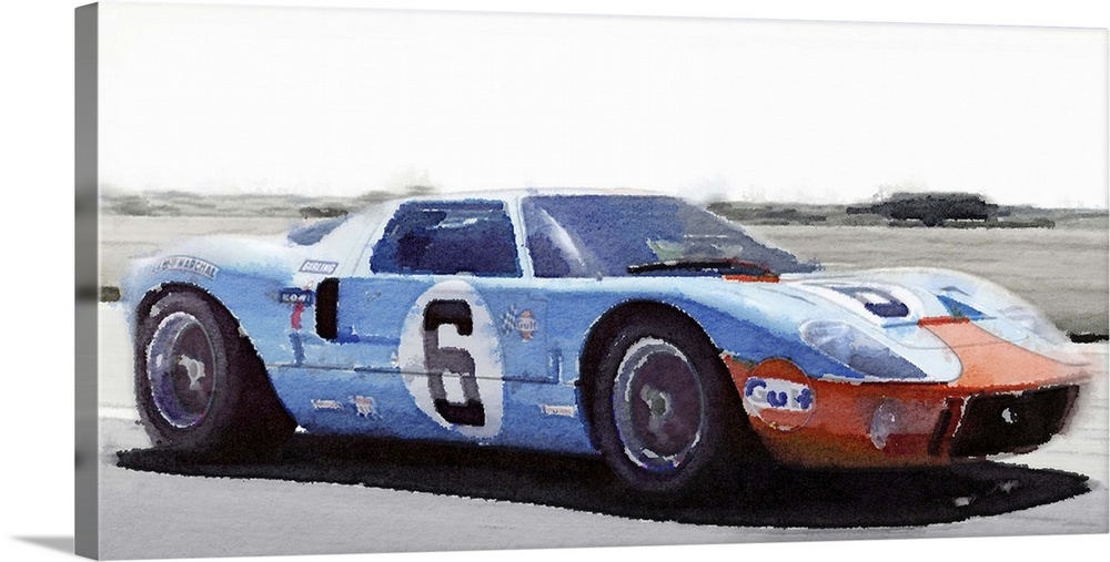 Ford GT 40 Gulf Watercolor Wall Art, Canvas Prints, Framed Prints, Wall ...