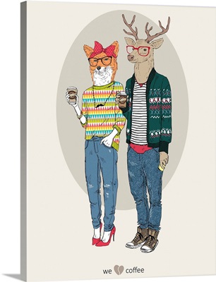Fox Girl And Deer Boy Hipsters