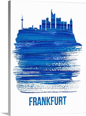 Frankfurt Skyline Brush Stroke Blue