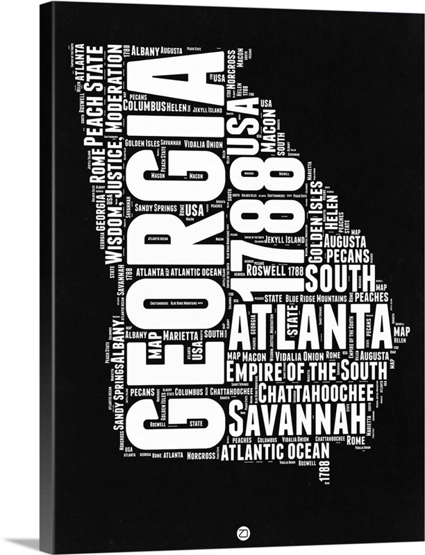 Georgia Black and White Map | Great Big Canvas