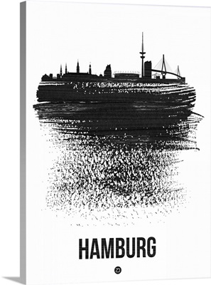 Hamburg Skyline Brush Stroke Black
