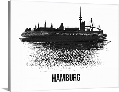 Hamburg Skyline Brush Stroke Black II