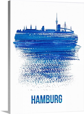 Hamburg Skyline Brush Stroke Blue