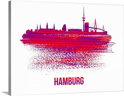 Hamburg Skyline Brush Stroke Red