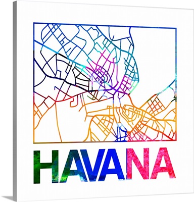 Havana Watercolor Street Map