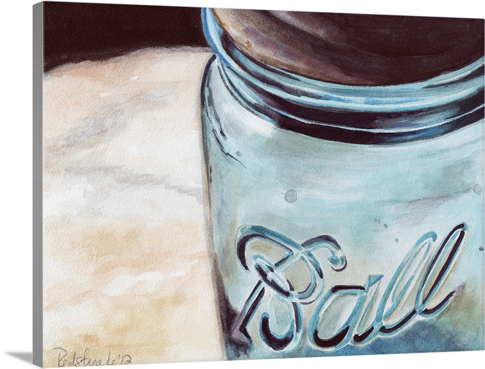 Contemporary painting of a close view of a glass jar.
