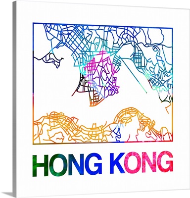 Hong Kong Watercolor Street Map