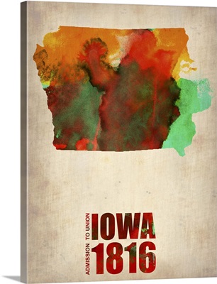 Iowa Watercolor Map