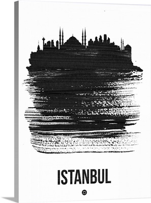 Istanbul Skyline Brush Stroke Black