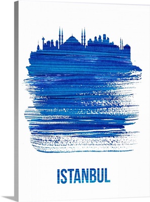 Istanbul Skyline Brush Stroke Blue