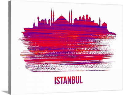 Istanbul Skyline Brush Stroke Red