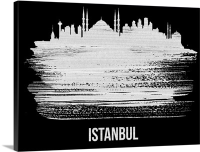 Istanbul Skyline Brush Stroke White