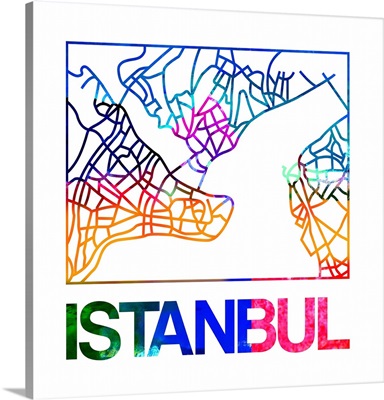 Istanbul Watercolor Street Map