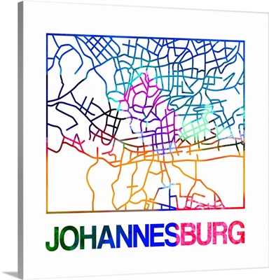 Johannesburg Watercolor Street Map