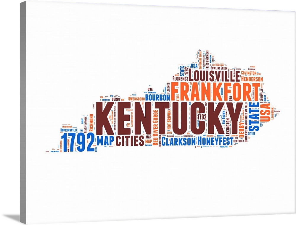Typography art map of the US state Kentucky.