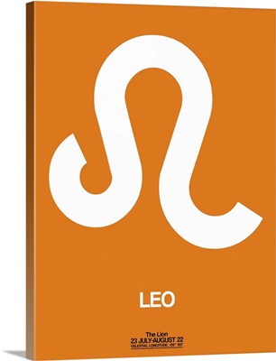 Leo Zodiac Sign White on Orange