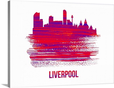 Liverpool Skyline Brush Stroke Red