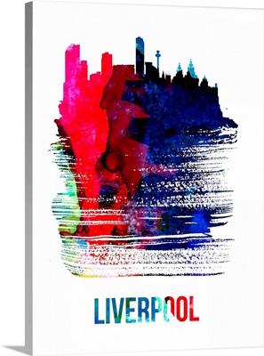 Liverpool Skyline Brush Stroke Watercolor