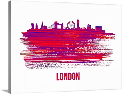 London Skyline Brush Stroke Red