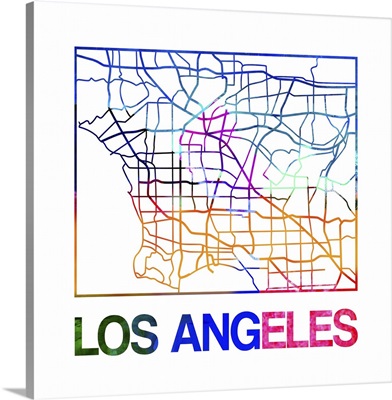 Los Angeles Watercolor Street Map
