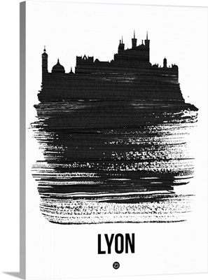 Lyon Skyline Brush Stroke Black