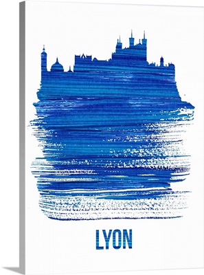 Lyon Skyline Brush Stroke Blue