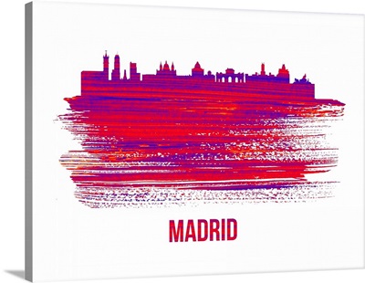Madrid Skyline Brush Stroke Red
