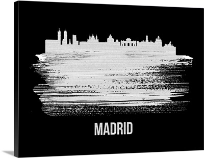 Madrid Skyline Brush Stroke White