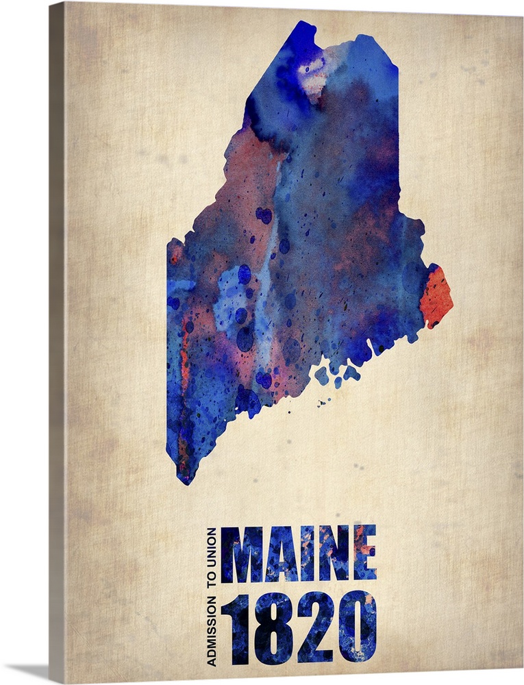 Maine Watercolor Map