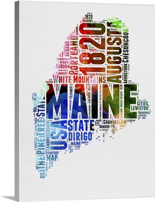 Maine Watercolor Word Cloud