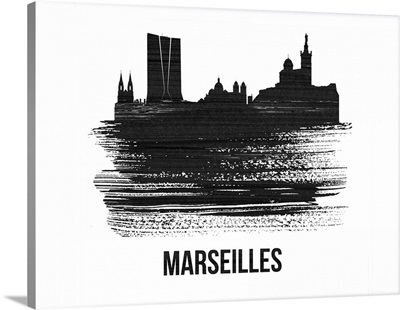Marseilles Skyline Brush Stroke Black II