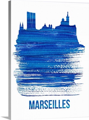 Marseilles Skyline Brush Stroke Blue
