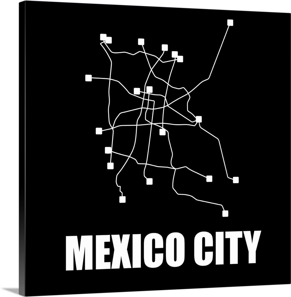 Mexico City Black Subway Map